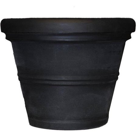 TUSCO Tusco TUSRR245BK 24.5 in. Round Rolled Rim Garden Pot; Black TUSRR245BK
